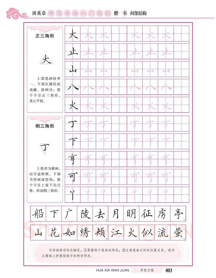 田英章硬笔楷书字帖,摘自田英章硬笔书法入门教程 楷书间架结构