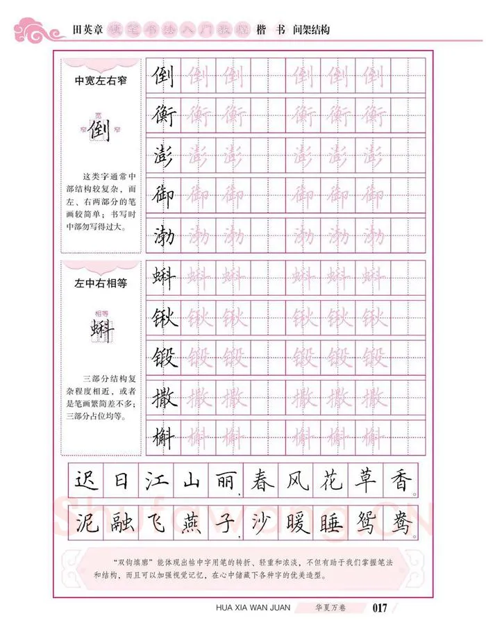 田英章硬笔楷书字帖,摘自田英章硬笔书法入门教程 楷书间架结构