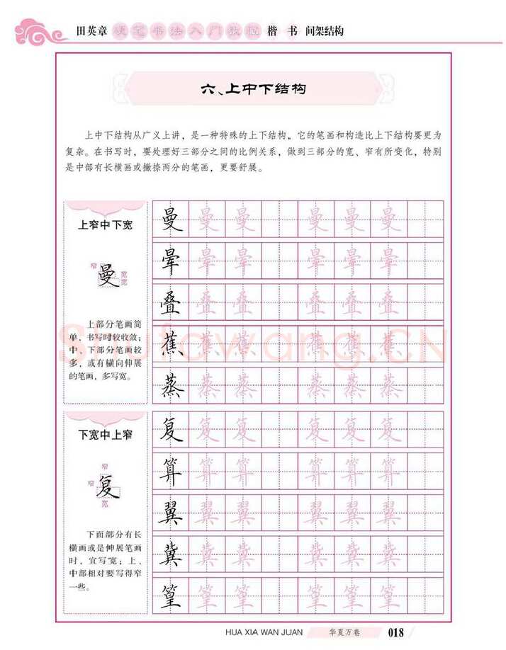 田英章硬笔楷书字帖,摘自田英章硬笔书法入门教程 楷书间架结构