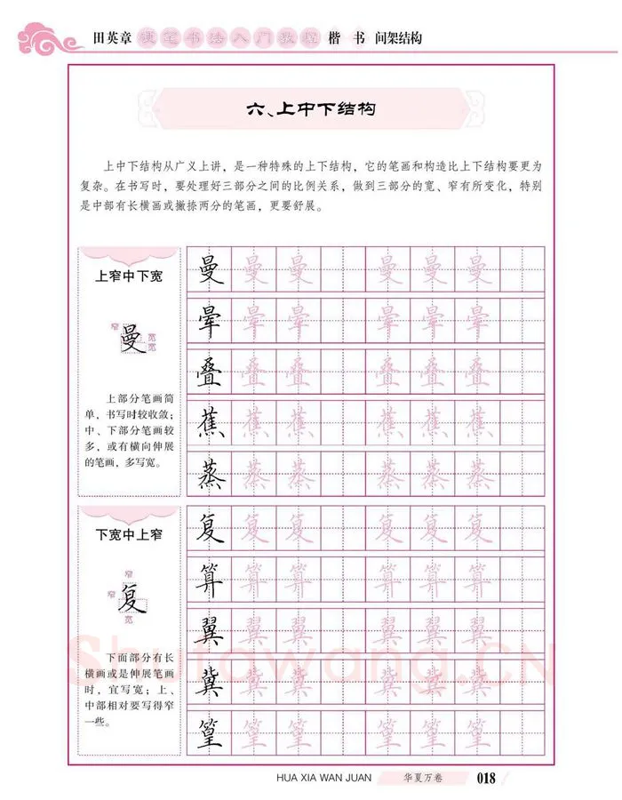 田英章硬笔楷书字帖,摘自田英章硬笔书法入门教程 楷书间架结构