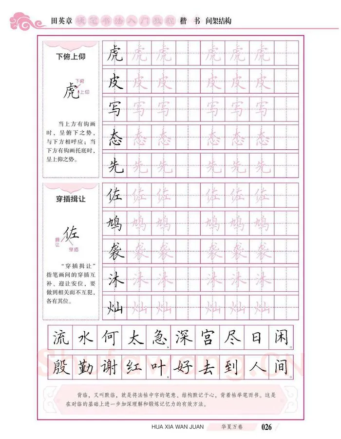 田英章硬笔楷书字帖,摘自田英章硬笔书法入门教程 楷书间架结构