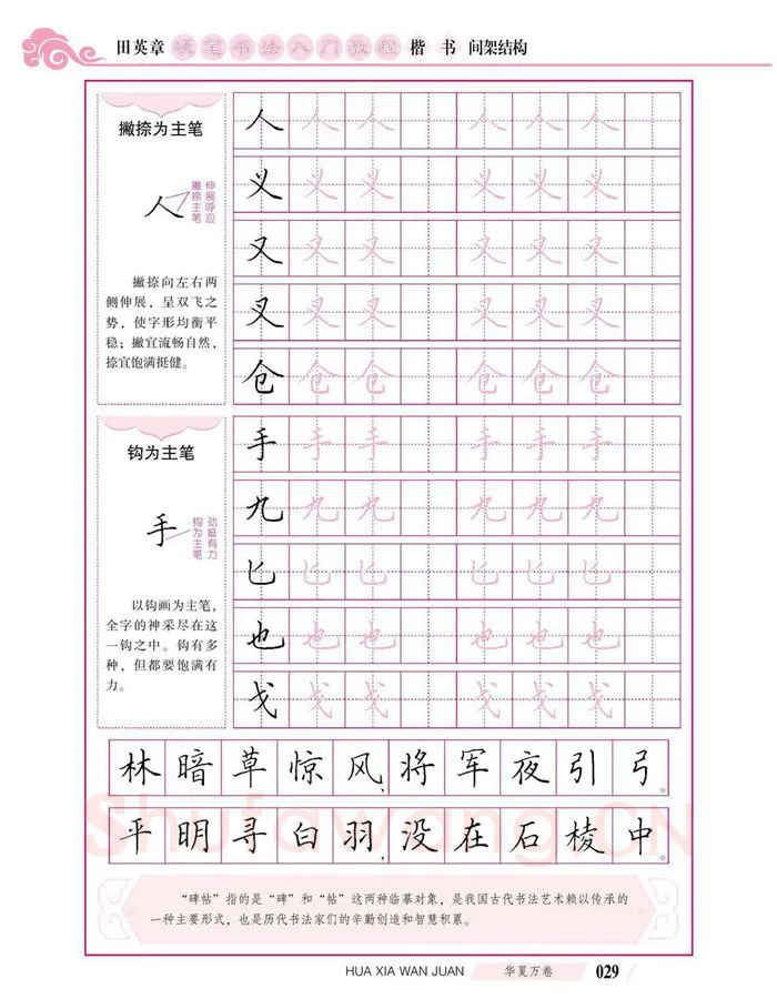 田英章硬笔楷书字帖,摘自田英章硬笔书法入门教程 楷书间架结构