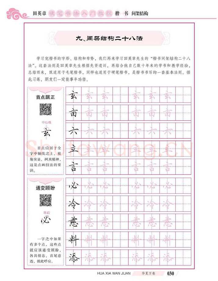 田英章硬笔楷书字帖,摘自田英章硬笔书法入门教程 楷书间架结构