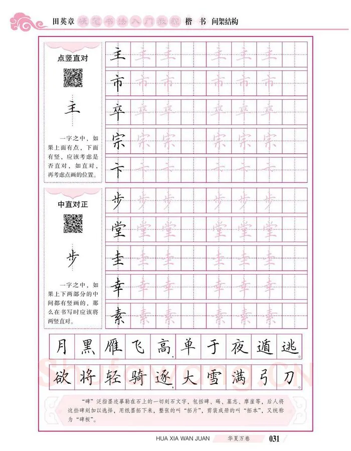 田英章硬笔楷书字帖,摘自田英章硬笔书法入门教程 楷书间架结构