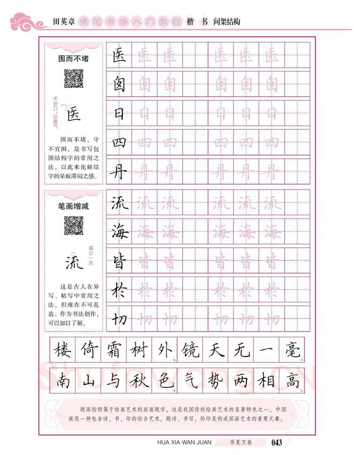 田英章硬笔楷书字帖,摘自田英章硬笔书法入门教程 楷书间架结构