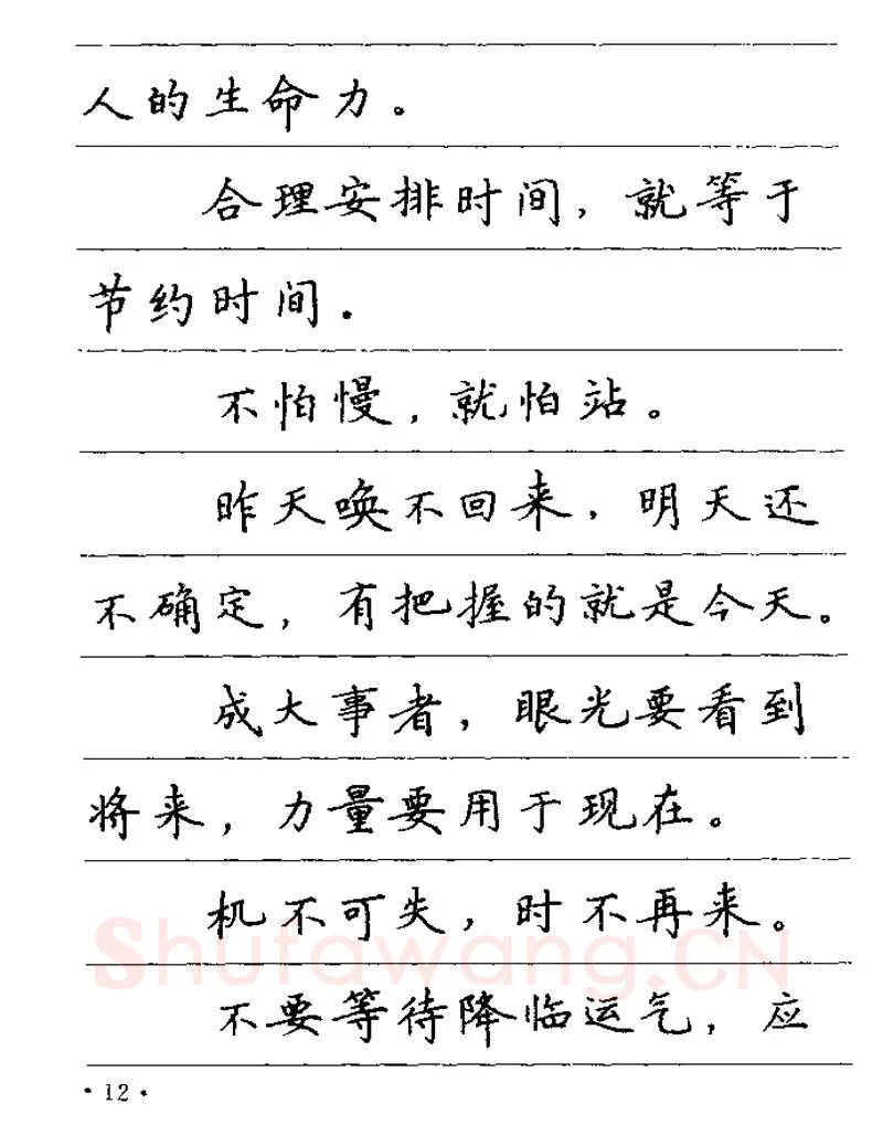 卢中南硬笔楷书字帖,摘自卢中南谚语名句钢笔字贴