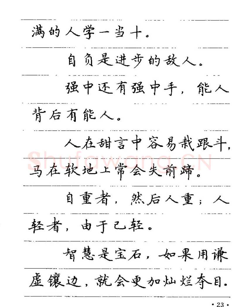 卢中南硬笔楷书字帖,摘自卢中南谚语名句钢笔字贴