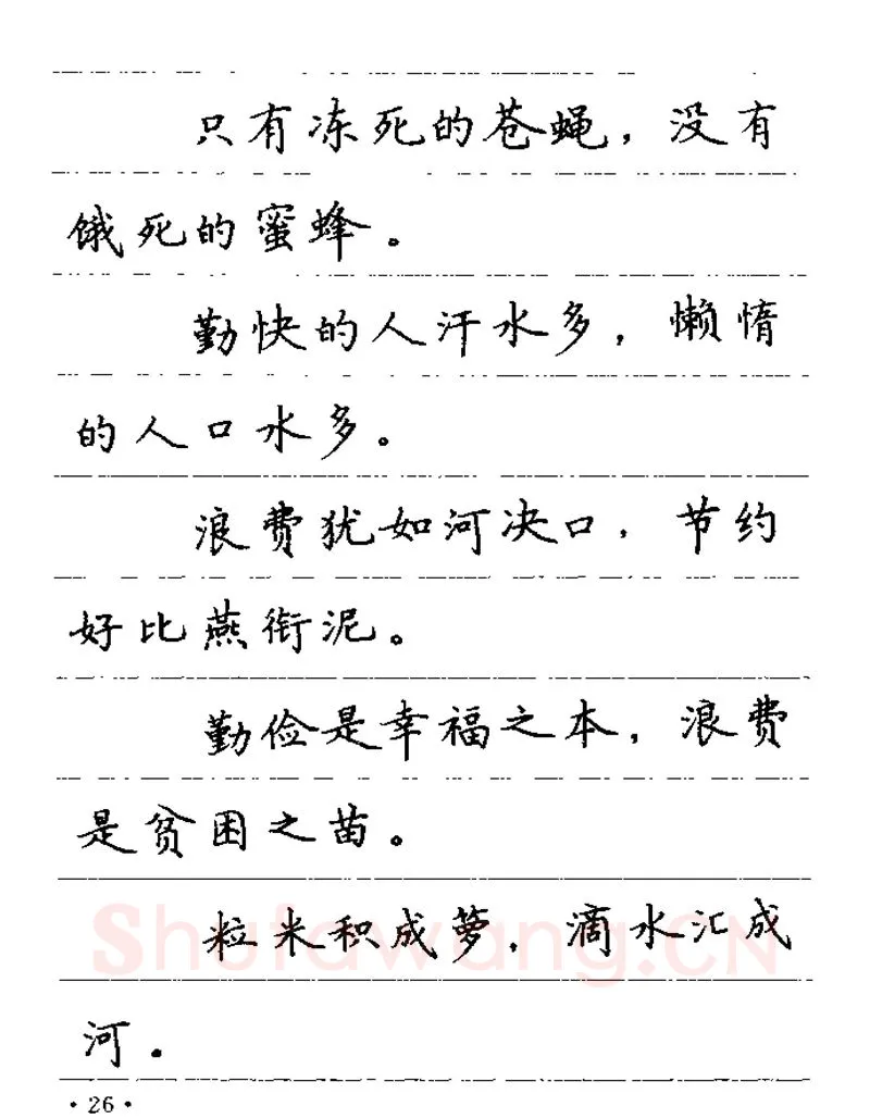 卢中南硬笔楷书字帖,摘自卢中南谚语名句钢笔字贴