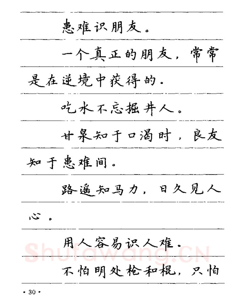 卢中南硬笔楷书字帖,摘自卢中南谚语名句钢笔字贴