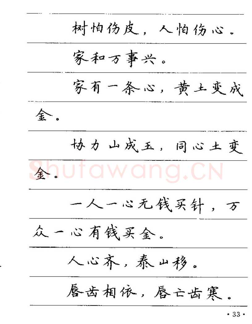 卢中南硬笔楷书字帖,摘自卢中南谚语名句钢笔字贴