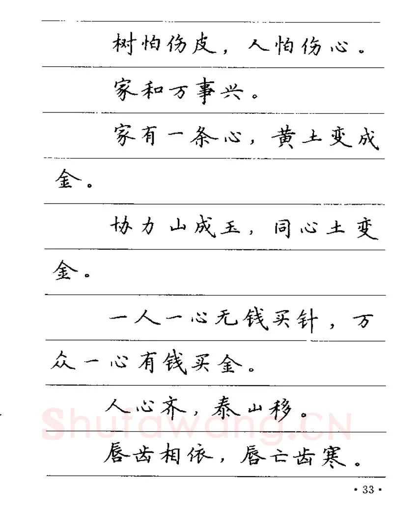 卢中南硬笔楷书字帖,摘自卢中南谚语名句钢笔字贴