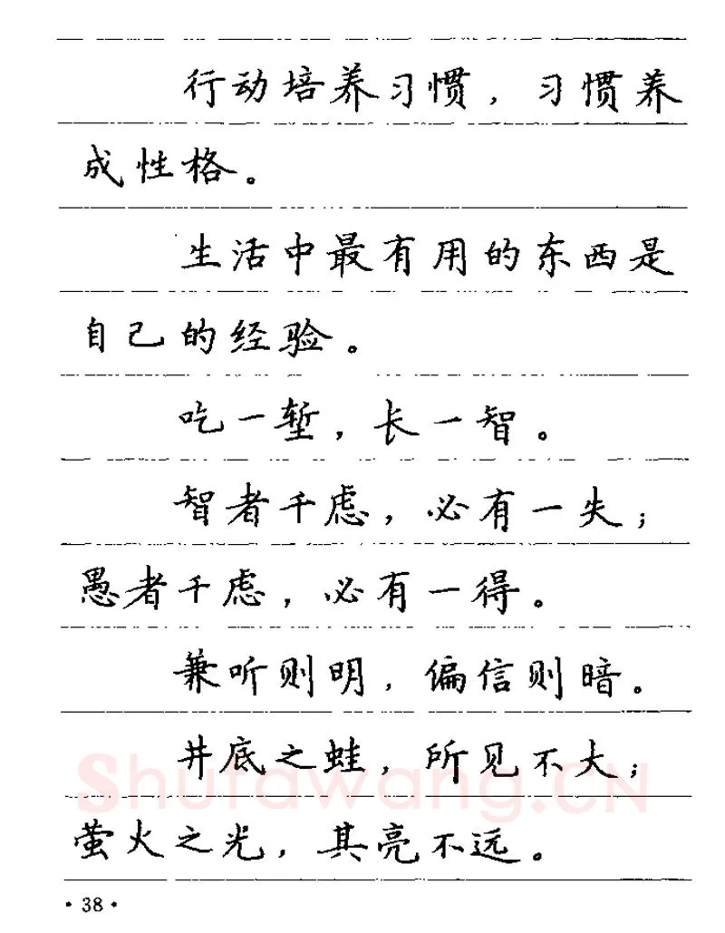 卢中南硬笔楷书字帖,摘自卢中南谚语名句钢笔字贴