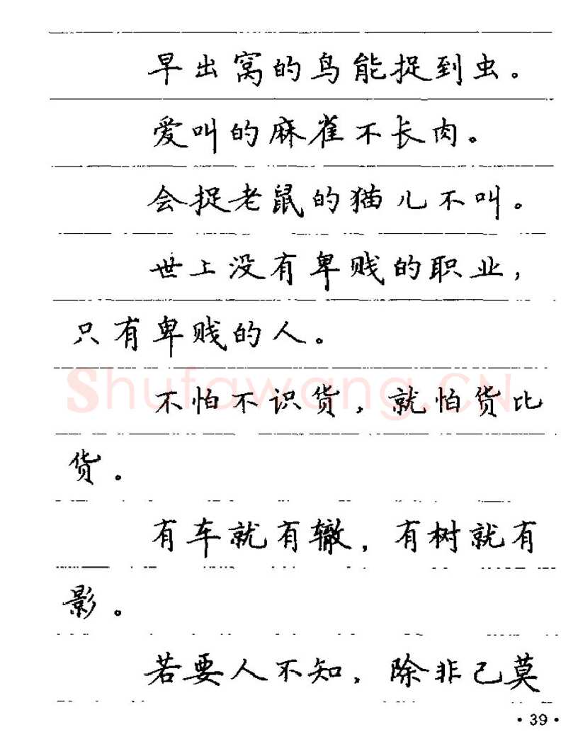 卢中南硬笔楷书字帖,摘自卢中南谚语名句钢笔字贴