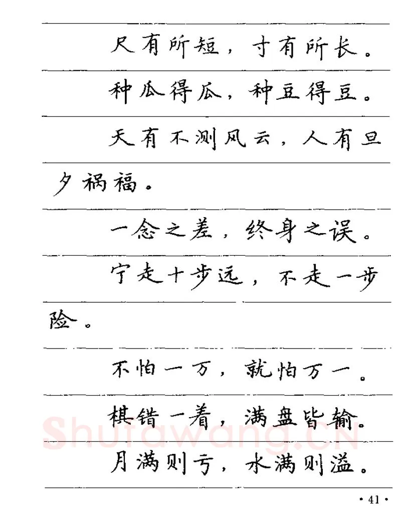 卢中南硬笔楷书字帖,摘自卢中南谚语名句钢笔字贴