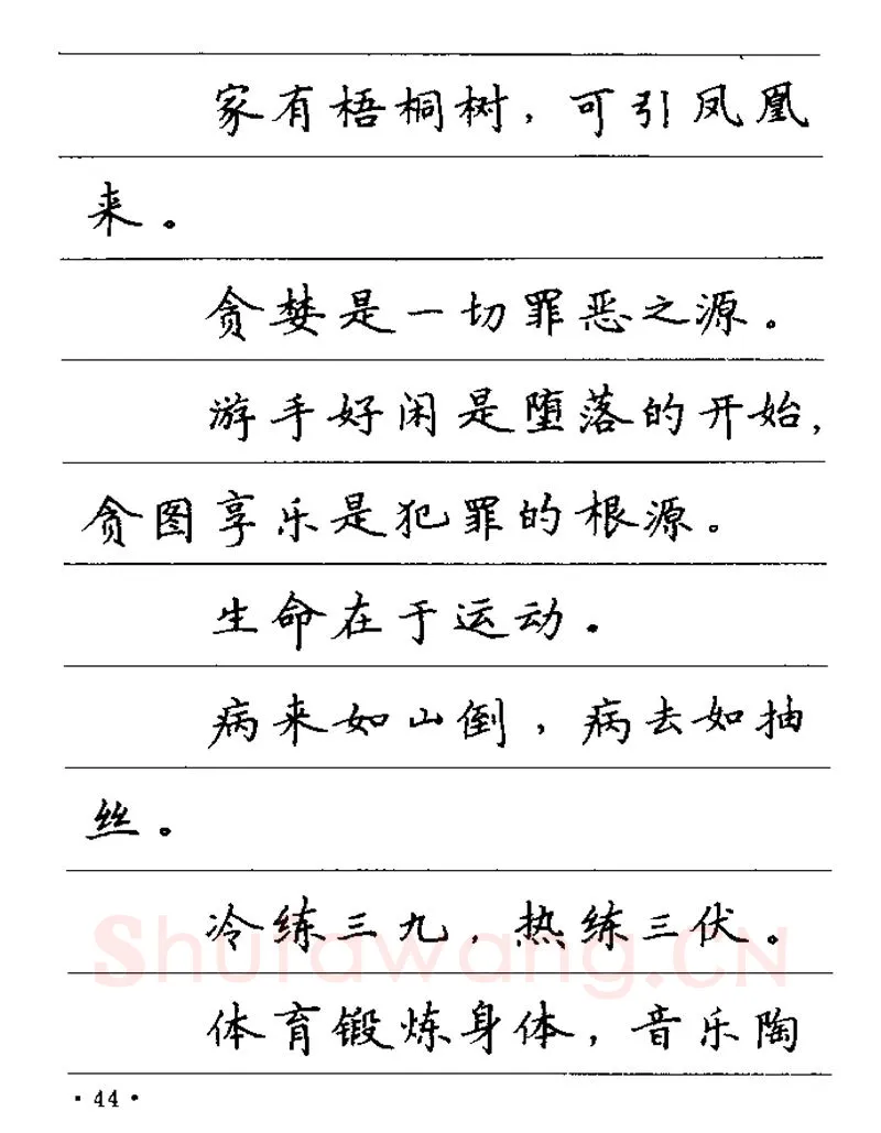 卢中南硬笔楷书字帖,摘自卢中南谚语名句钢笔字贴