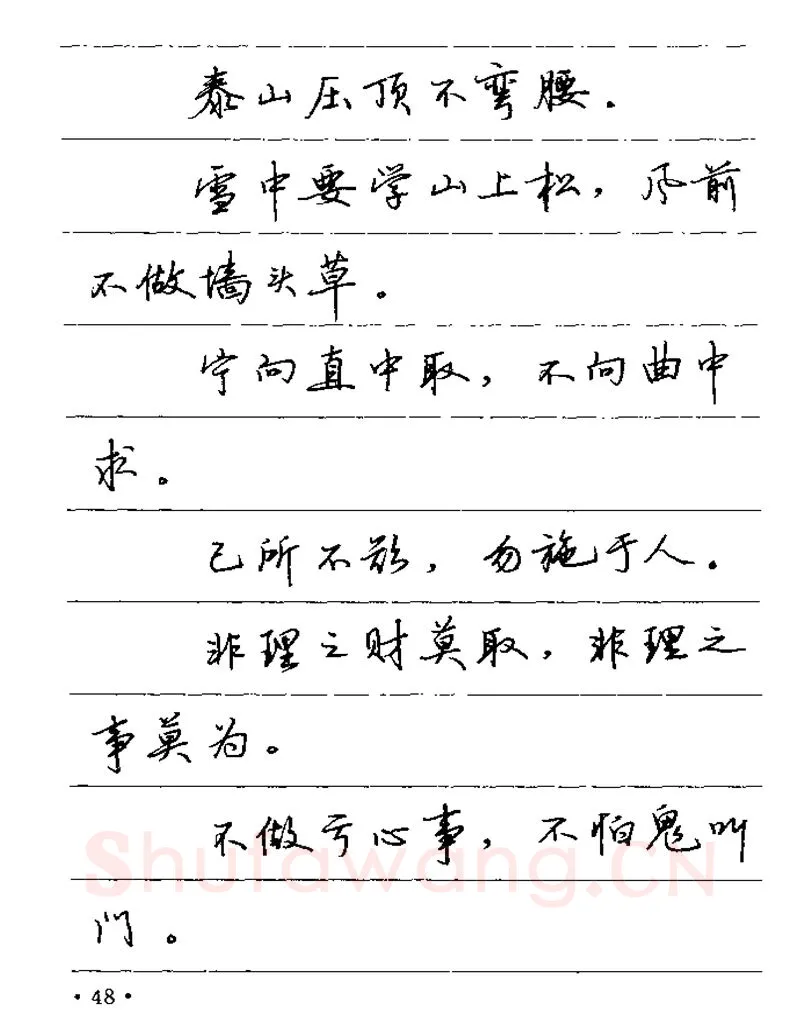卢中南硬笔楷书字帖,摘自卢中南谚语名句钢笔字贴