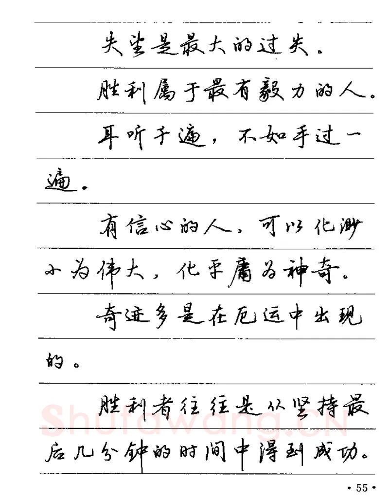卢中南硬笔楷书字帖,摘自卢中南谚语名句钢笔字贴