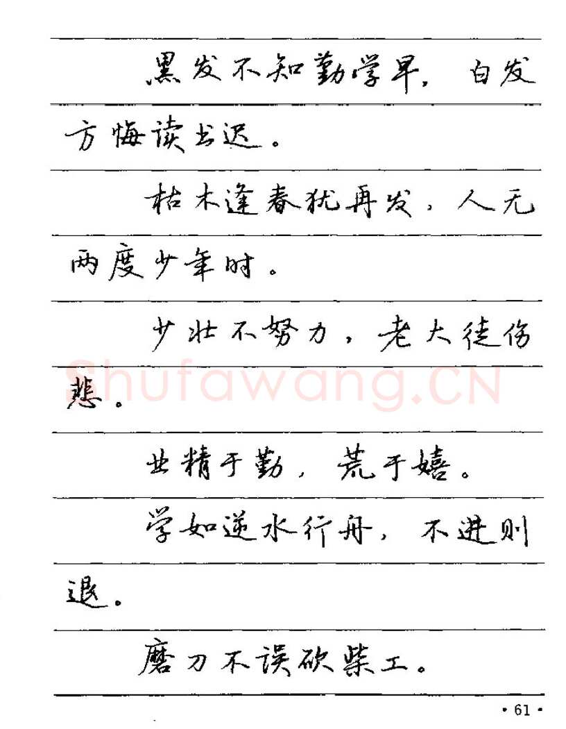 卢中南硬笔楷书字帖,摘自卢中南谚语名句钢笔字贴