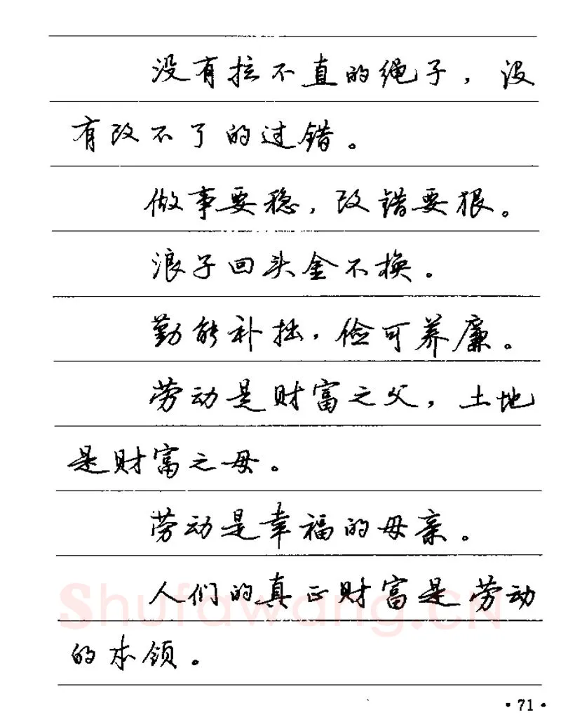 卢中南硬笔楷书字帖,摘自卢中南谚语名句钢笔字贴