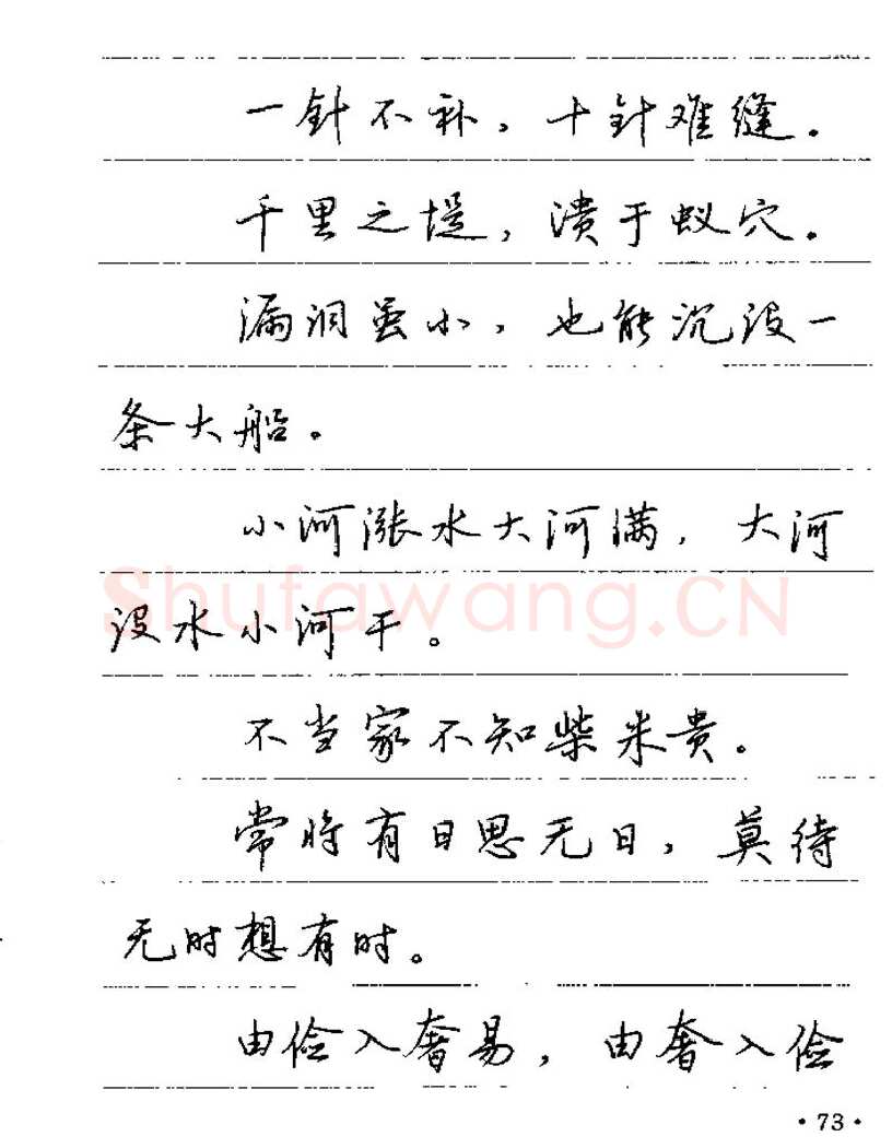 卢中南硬笔楷书字帖,摘自卢中南谚语名句钢笔字贴