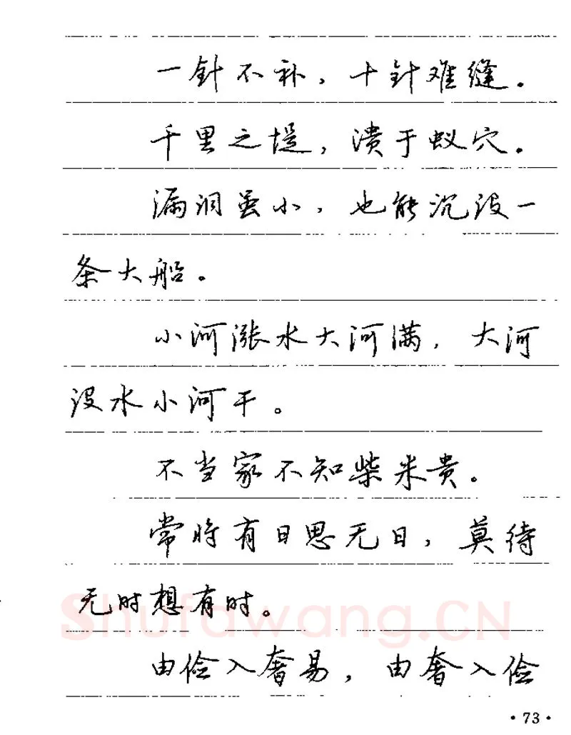 卢中南硬笔楷书字帖,摘自卢中南谚语名句钢笔字贴