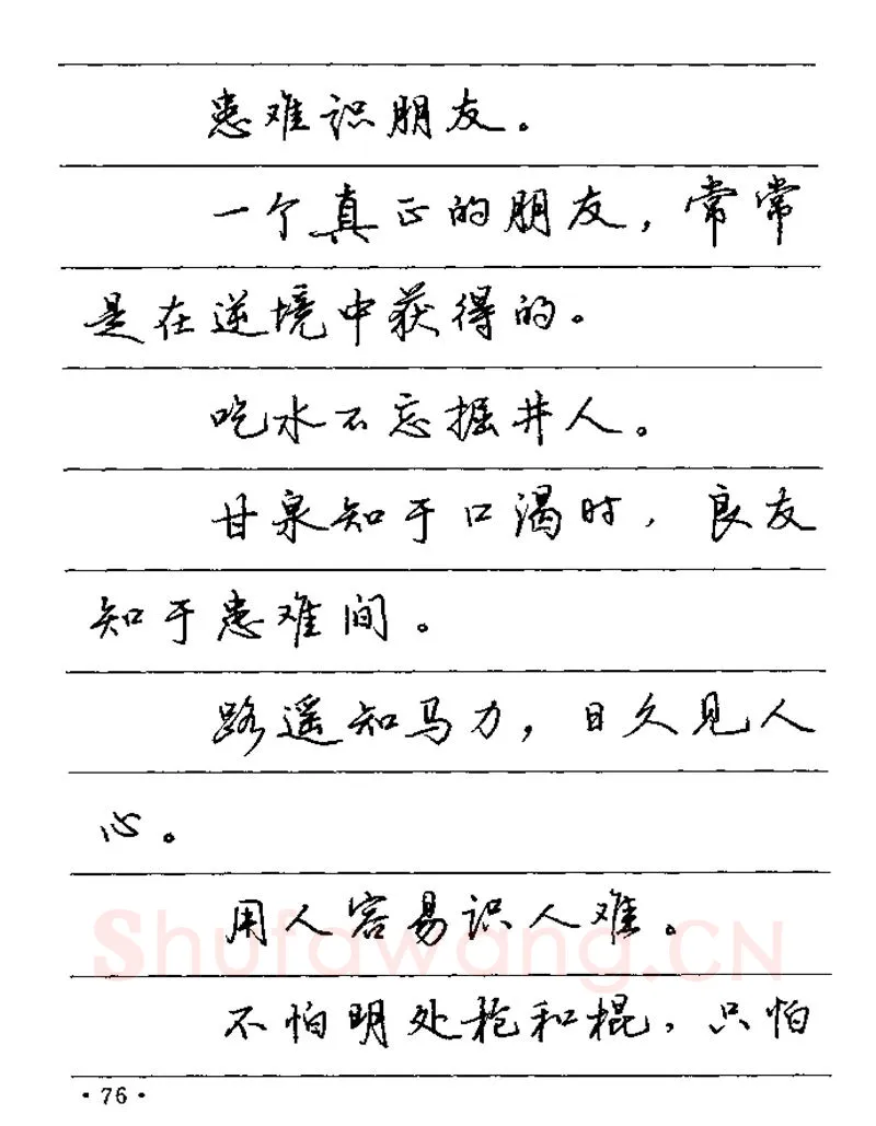 卢中南硬笔楷书字帖,摘自卢中南谚语名句钢笔字贴