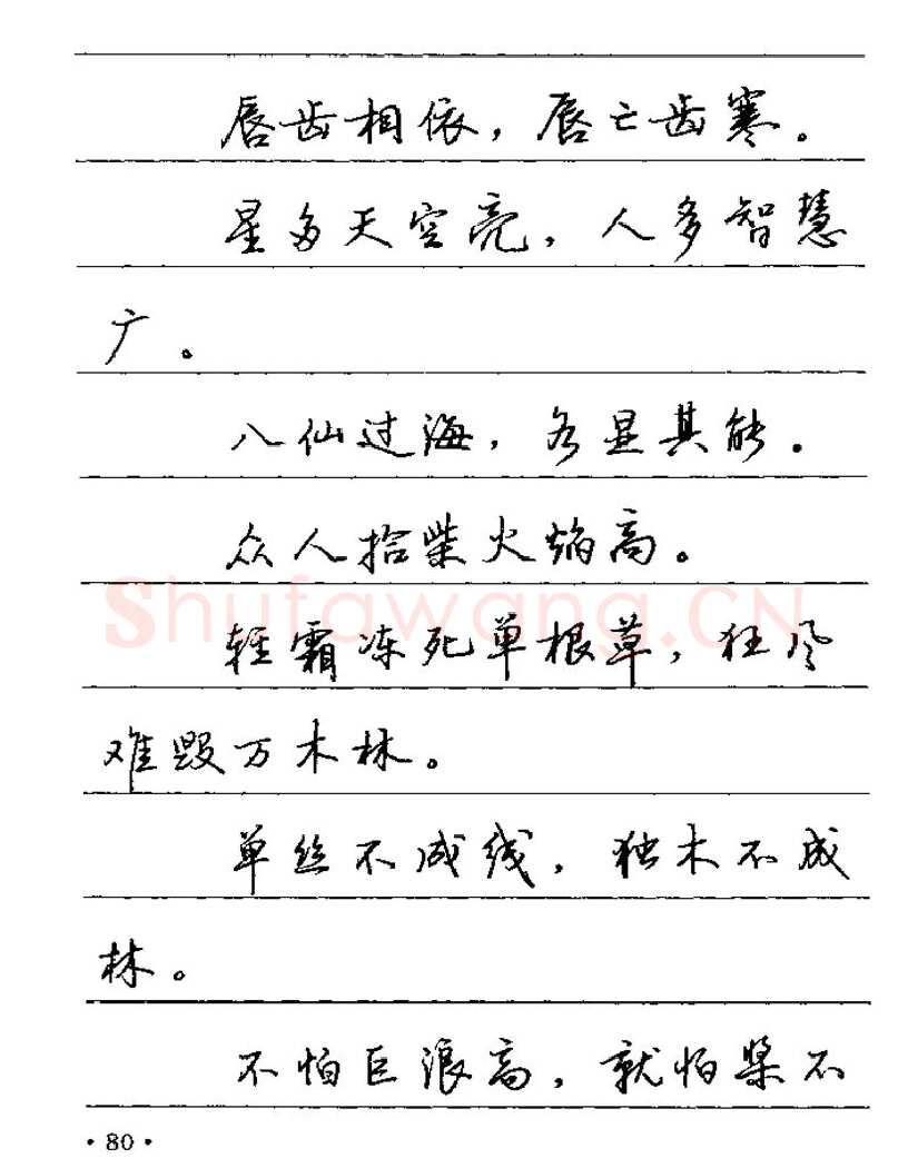 卢中南硬笔楷书字帖,摘自卢中南谚语名句钢笔字贴