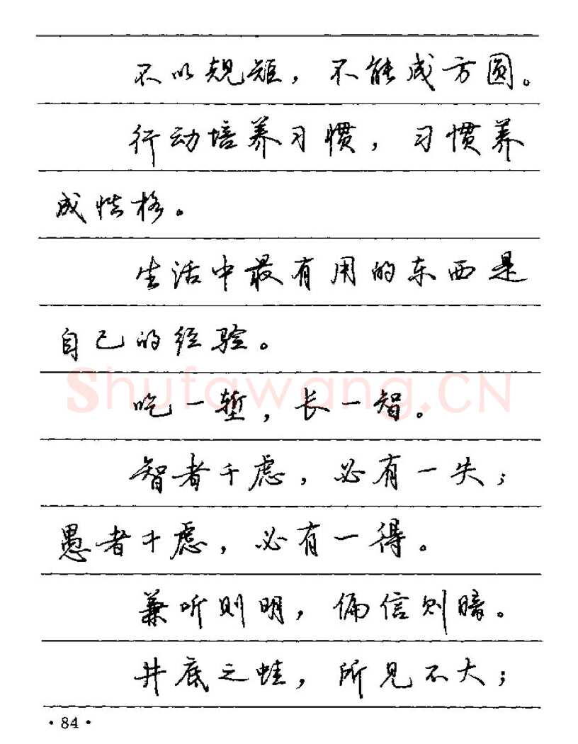 卢中南硬笔楷书字帖,摘自卢中南谚语名句钢笔字贴