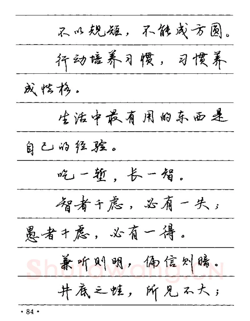 卢中南硬笔楷书字帖,摘自卢中南谚语名句钢笔字贴