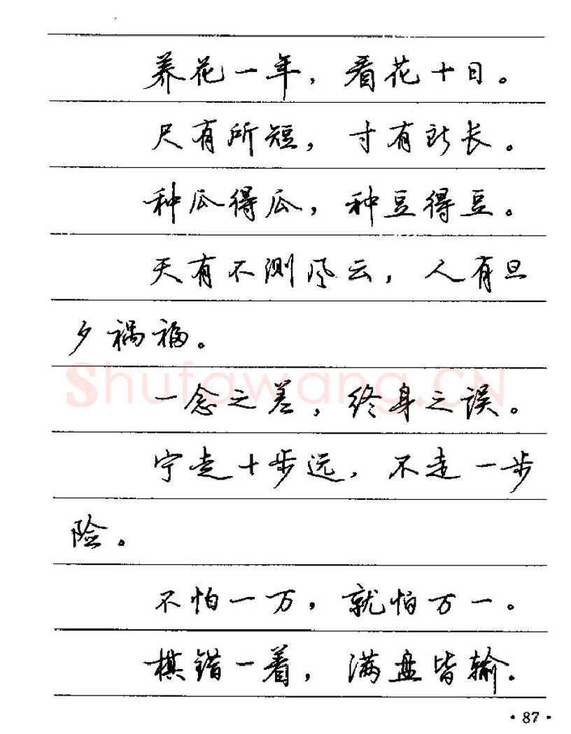 卢中南硬笔楷书字帖,摘自卢中南谚语名句钢笔字贴