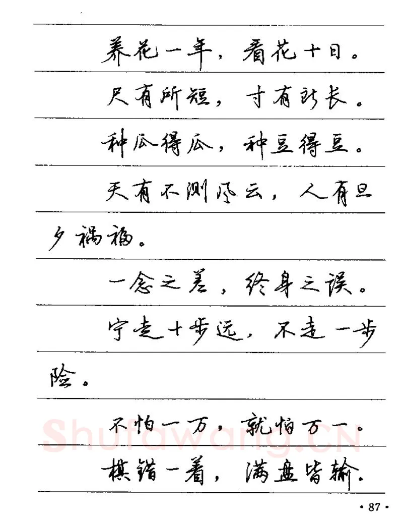 卢中南硬笔楷书字帖,摘自卢中南谚语名句钢笔字贴