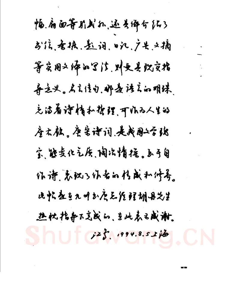 沈鸿根硬笔行书字帖,摘自沈鸿根 江鸟钢笔行书字帖