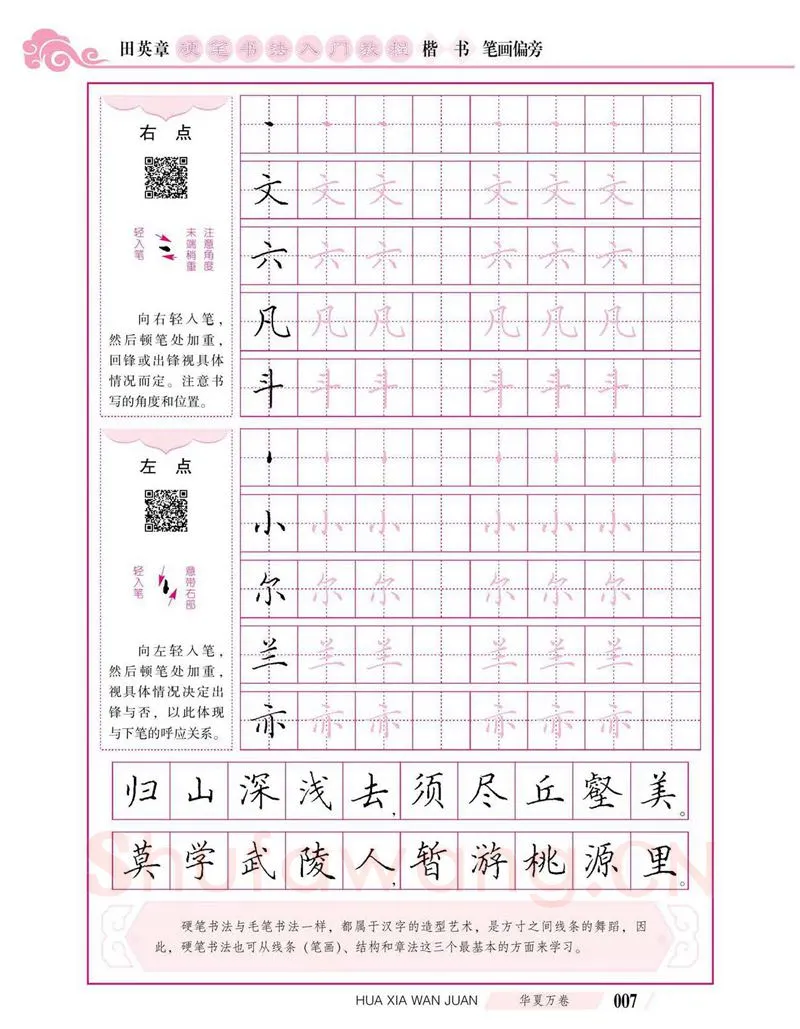 田英章硬笔楷书字帖,摘自田英章硬笔书法入门教程 楷书偏旁字帖