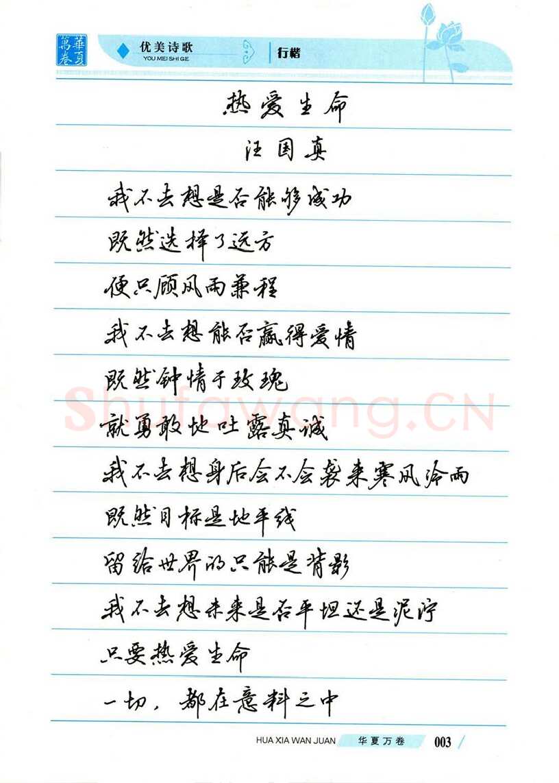 吴玉生硬笔楷书字帖,摘自吴玉生优美诗歌行楷字帖