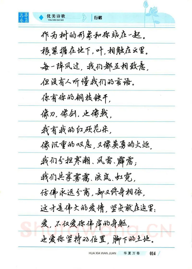 吴玉生硬笔楷书字帖,摘自吴玉生优美诗歌行楷字帖