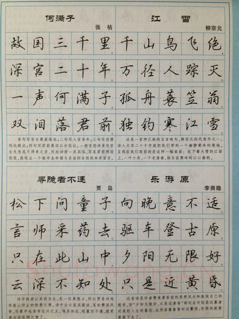 吴玉生硬笔硬笔字帖,摘自吴玉生 硬笔唐诗三百行楷 字帖