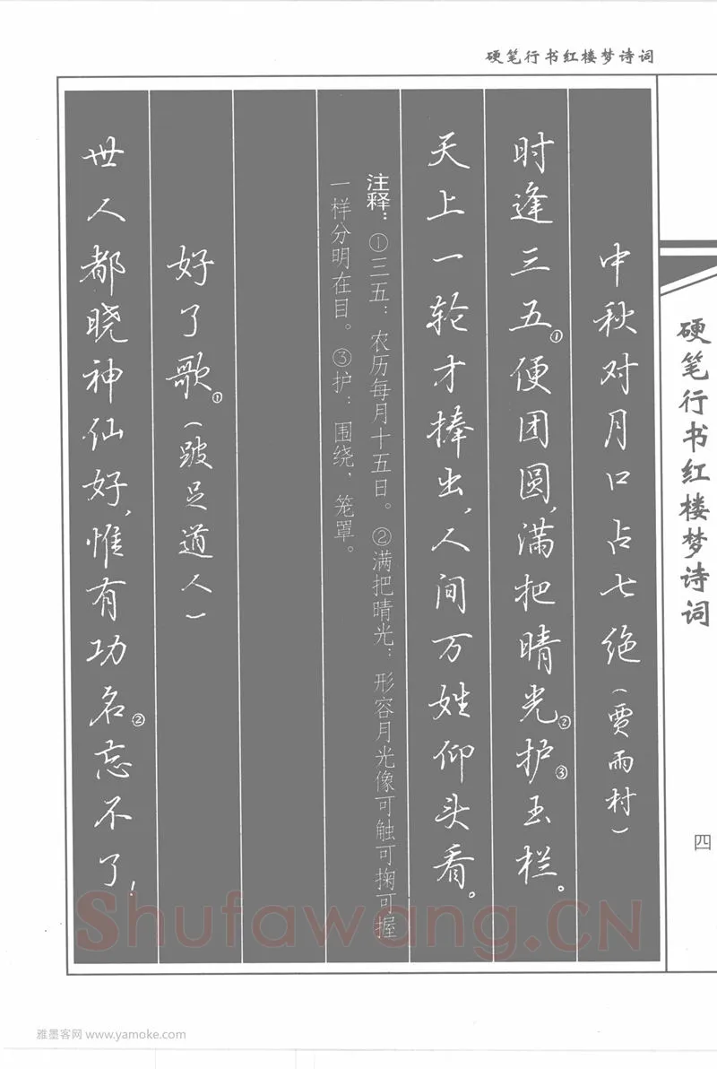 吴玉生硬笔行书字帖,摘自吴玉生硬笔行书红楼梦诗词