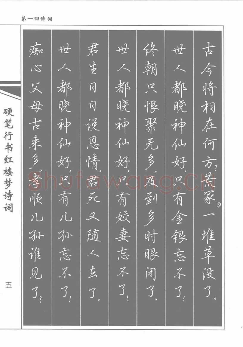 吴玉生硬笔行书字帖,摘自吴玉生硬笔行书红楼梦诗词