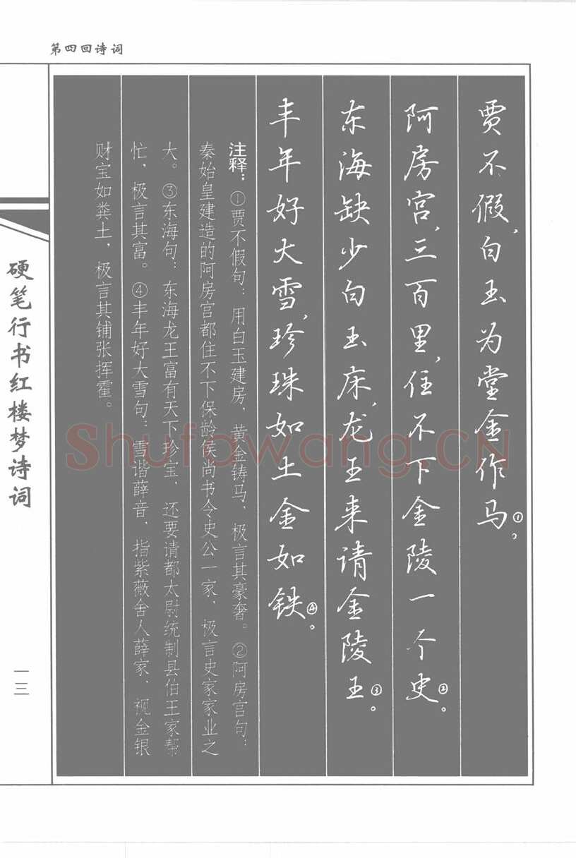 吴玉生硬笔行书字帖,摘自吴玉生硬笔行书红楼梦诗词