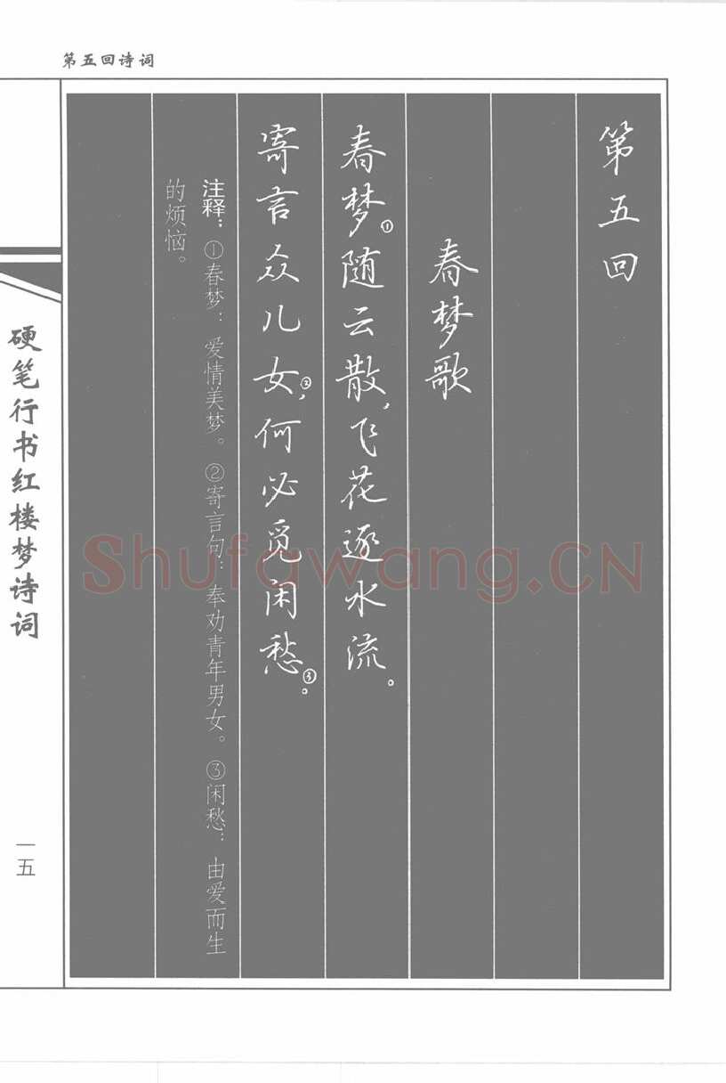 吴玉生硬笔行书字帖,摘自吴玉生硬笔行书红楼梦诗词