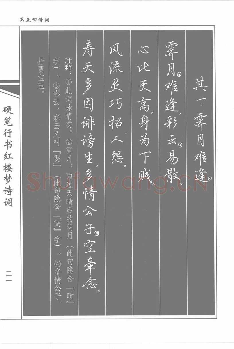 吴玉生硬笔行书字帖,摘自吴玉生硬笔行书红楼梦诗词