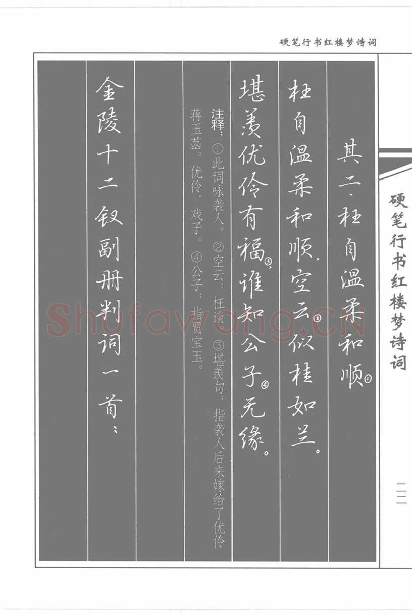 吴玉生硬笔行书字帖,摘自吴玉生硬笔行书红楼梦诗词