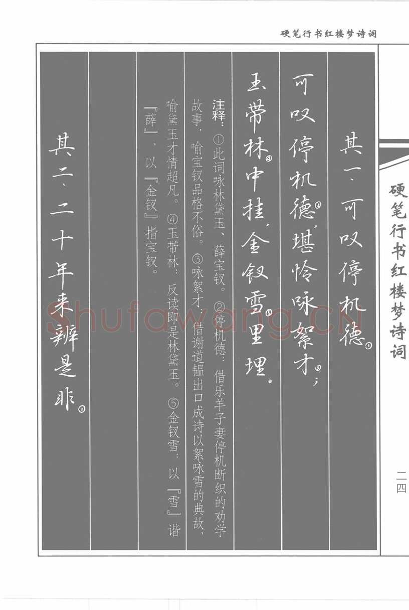 吴玉生硬笔行书字帖,摘自吴玉生硬笔行书红楼梦诗词