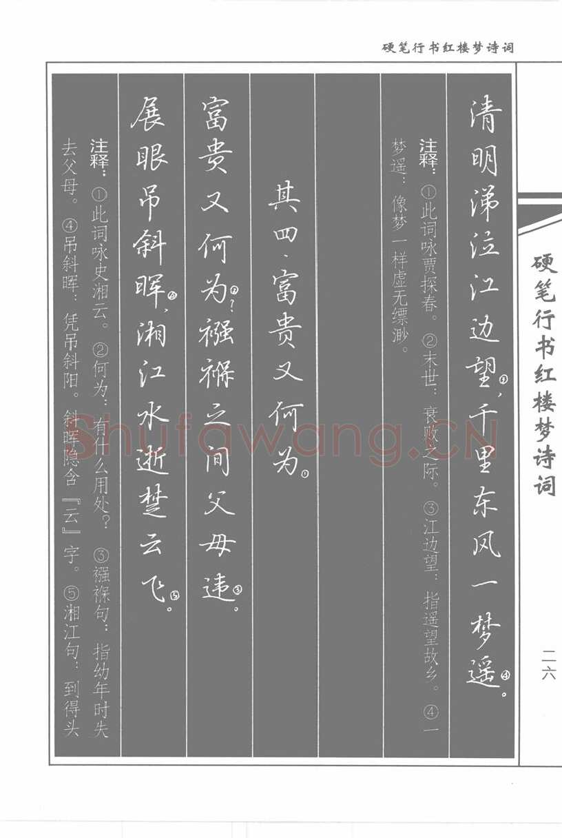 吴玉生硬笔行书字帖,摘自吴玉生硬笔行书红楼梦诗词