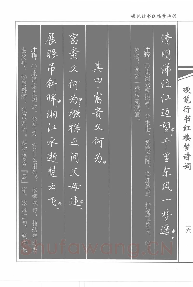 吴玉生硬笔行书字帖,摘自吴玉生硬笔行书红楼梦诗词