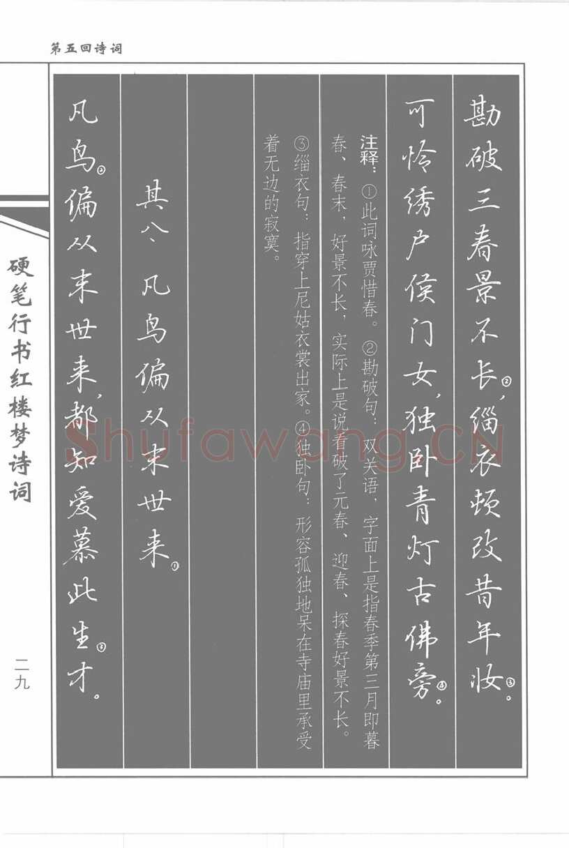 吴玉生硬笔行书字帖,摘自吴玉生硬笔行书红楼梦诗词