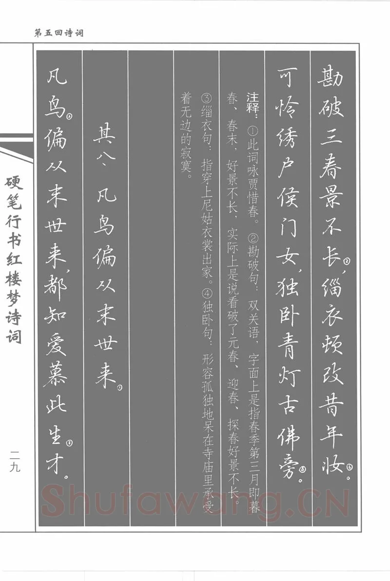 吴玉生硬笔行书字帖,摘自吴玉生硬笔行书红楼梦诗词
