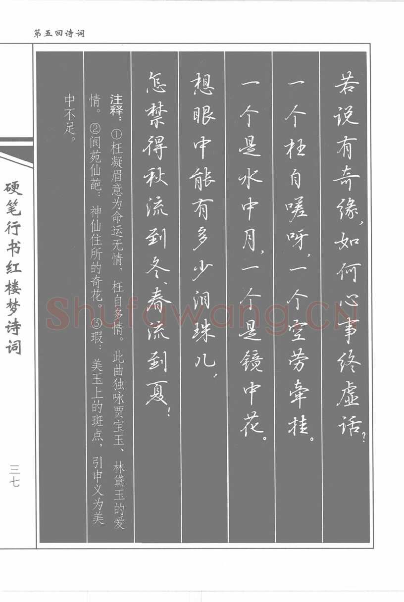 吴玉生硬笔行书字帖,摘自吴玉生硬笔行书红楼梦诗词