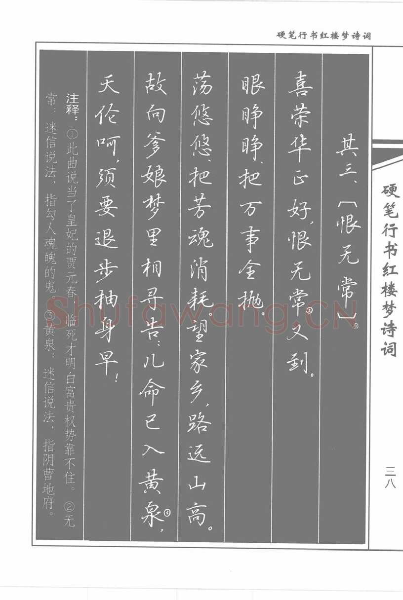 吴玉生硬笔行书字帖,摘自吴玉生硬笔行书红楼梦诗词