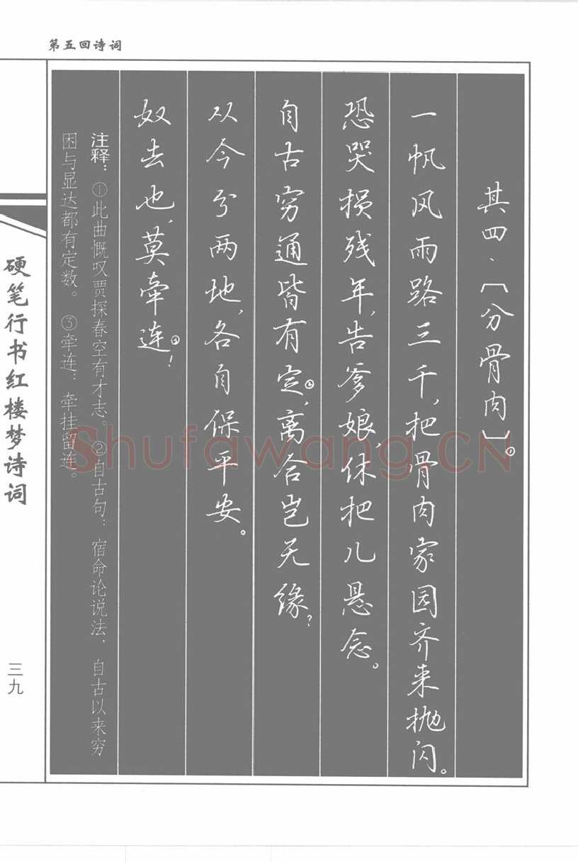 吴玉生硬笔行书字帖,摘自吴玉生硬笔行书红楼梦诗词